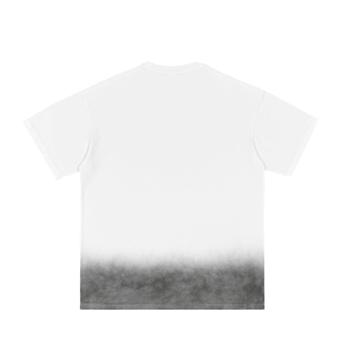 Grey Gradient on White Vintage Washed T-Shirt - 250 GSM