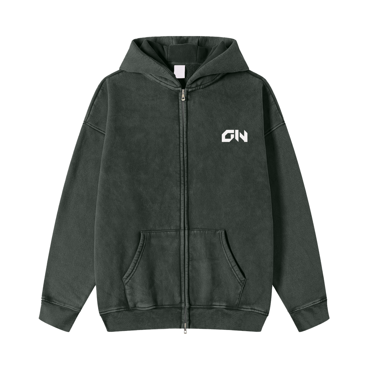 Snow Washed Zip-Through Hoodie