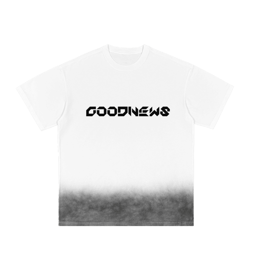 Grey Gradient on White Vintage Washed T-Shirt - 250 GSM